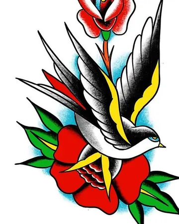 Golondrina con rosa