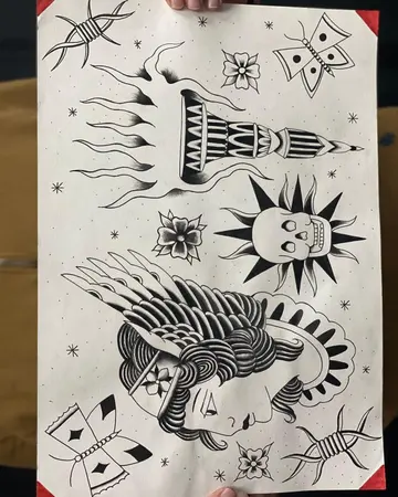 Lámina a rotulador, pincel y tinta